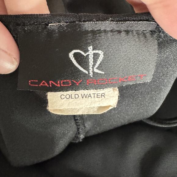 Vintage Y2K Mesh Embroidered Mini Dress Sz L Black Butterfly Flower Goth Grunge - Picture 6 of 12